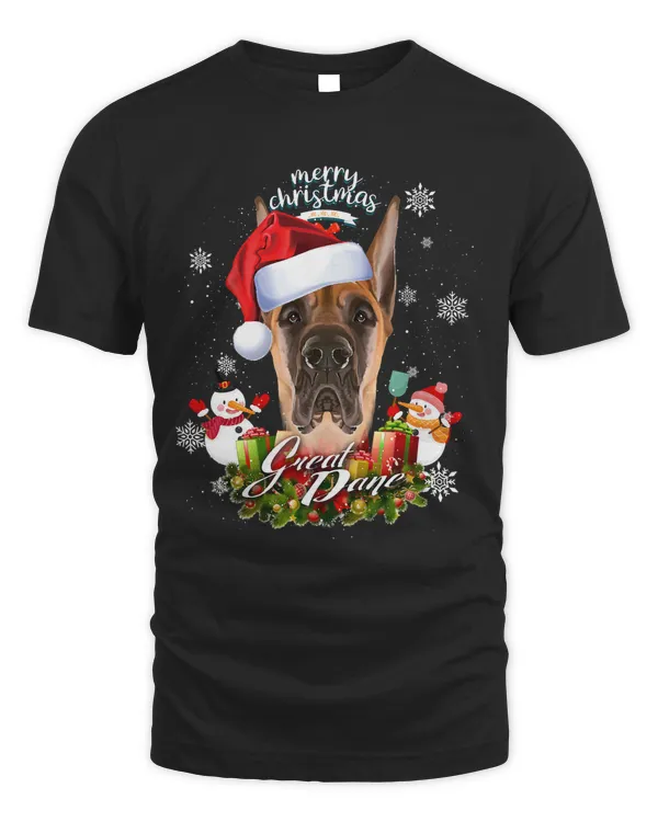 Brown Great Dane Dog Face Christmas Santa Hat 109
