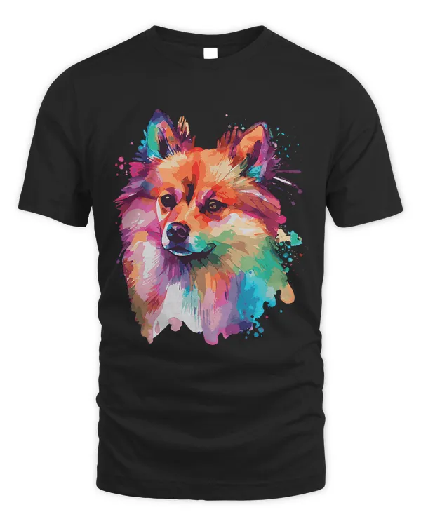 Watercolor Pomeranian Spitz Colorful Pommy Dog Lover