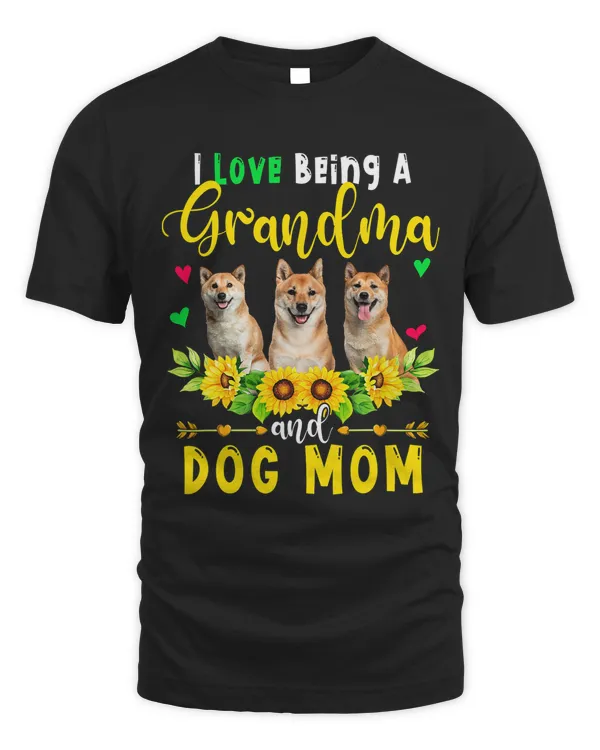 I Love Being A Grandma And Dog Mom Cute Shiba Inu Sunflowers