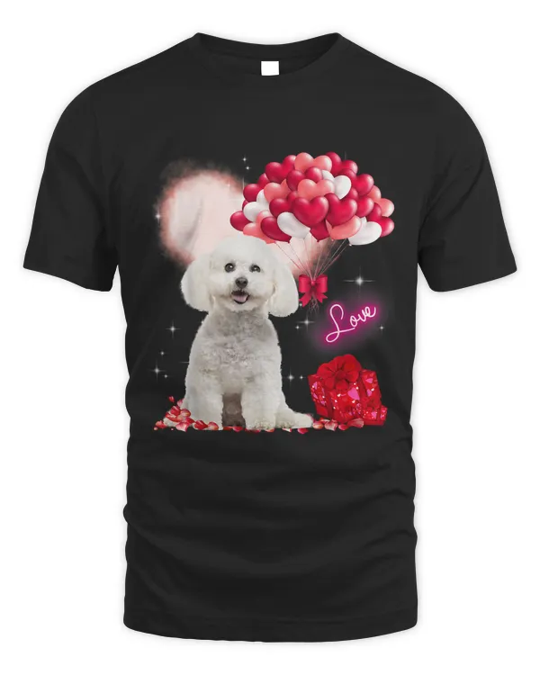 Cute Bichon Frise Balloon Heart Valentines Day Valentine