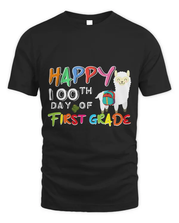 Happy 100th Day Of First Grade Funny Llama Graphic Teacher
