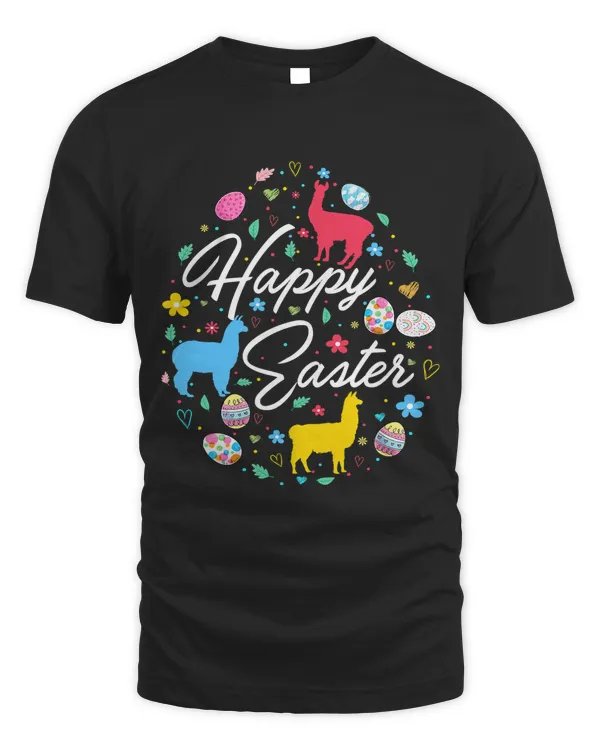 Happy Easter Cute Easter Eggs Shape Collection Funny Llama