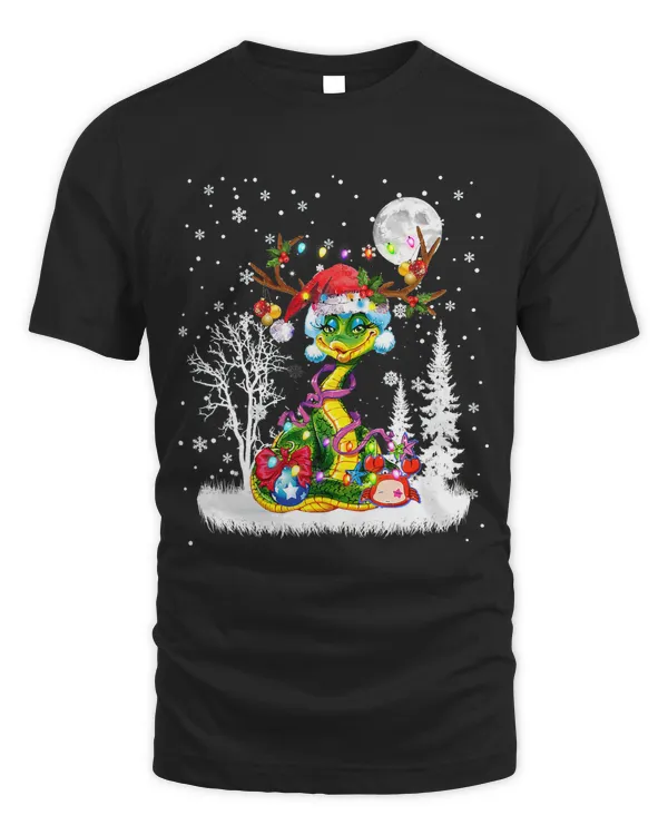 Snake Under Moonlight Snow Christmas Pajama 9
