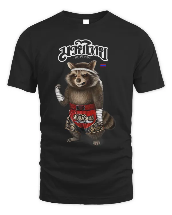 Raccoon as Muay Thai Kick Boxing Champion