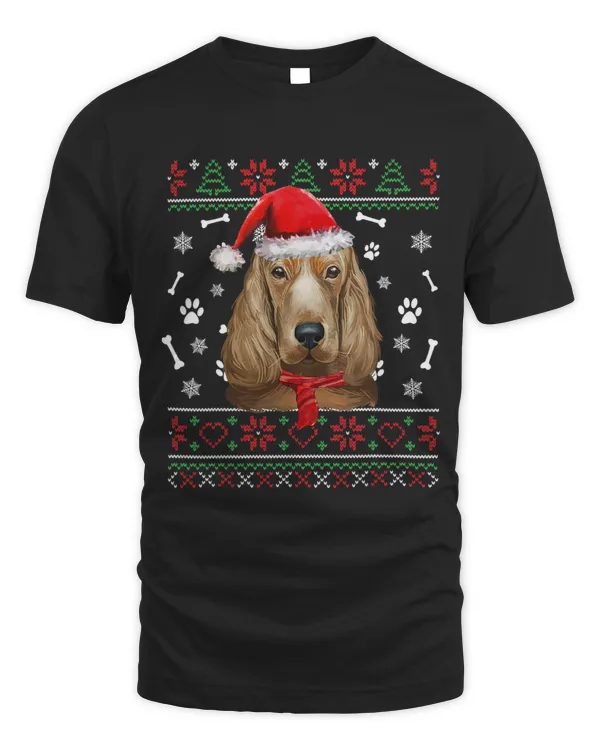 Ugly Sweater Christmas Cocker Spaniel Santa Hat Pajama Xmas