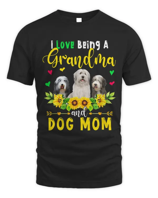 I Love Being A Grandma And Dog Mom Bearded Collie Sunflowers