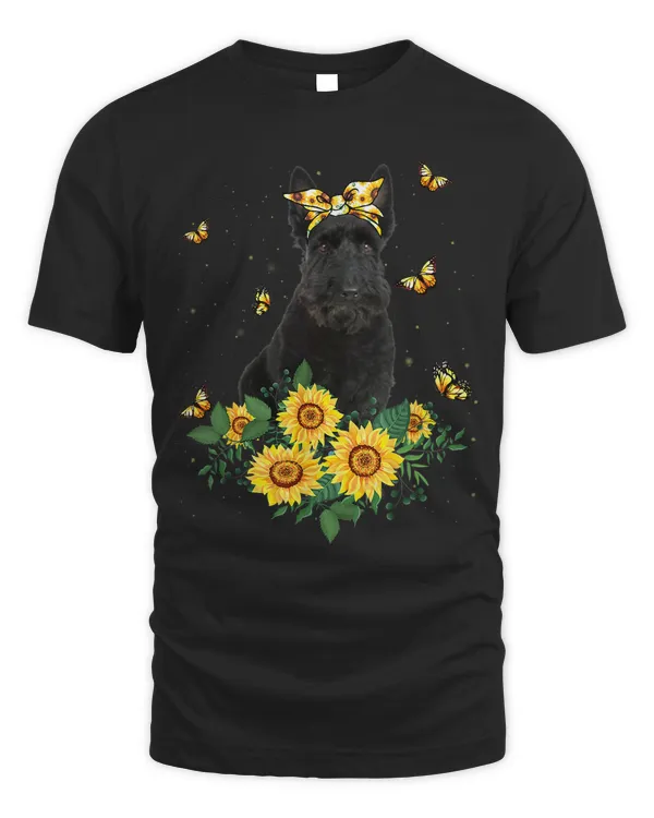 Girls Women Mom Scottish Terrier Dog Sunflower