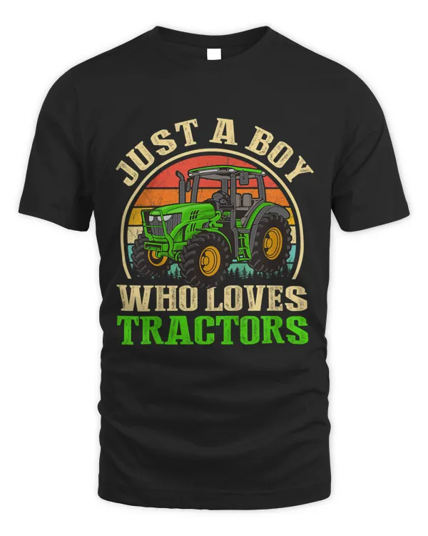 Kids Retro Farm Lifestyle Just A Boy Who Loves Tractors Lover