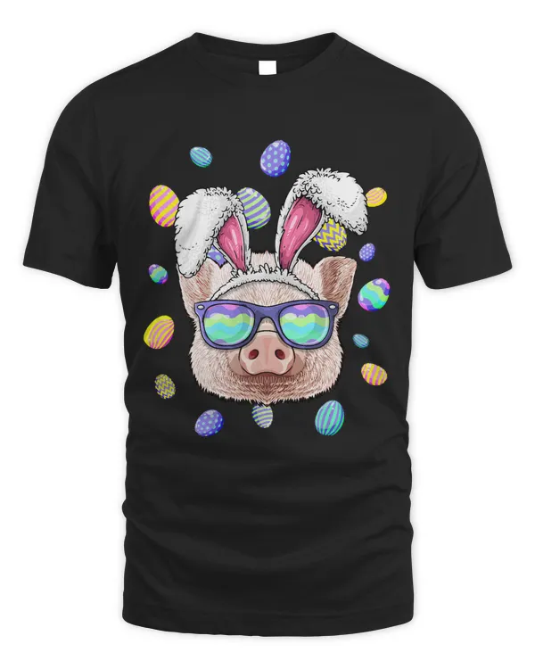Pig Easter Bunny Ears Funny Farmer Easter Eggs Hunting