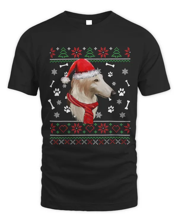 Ugly Sweater Christmas Borzoi Dog Santa Hat Pajama Xmas 200