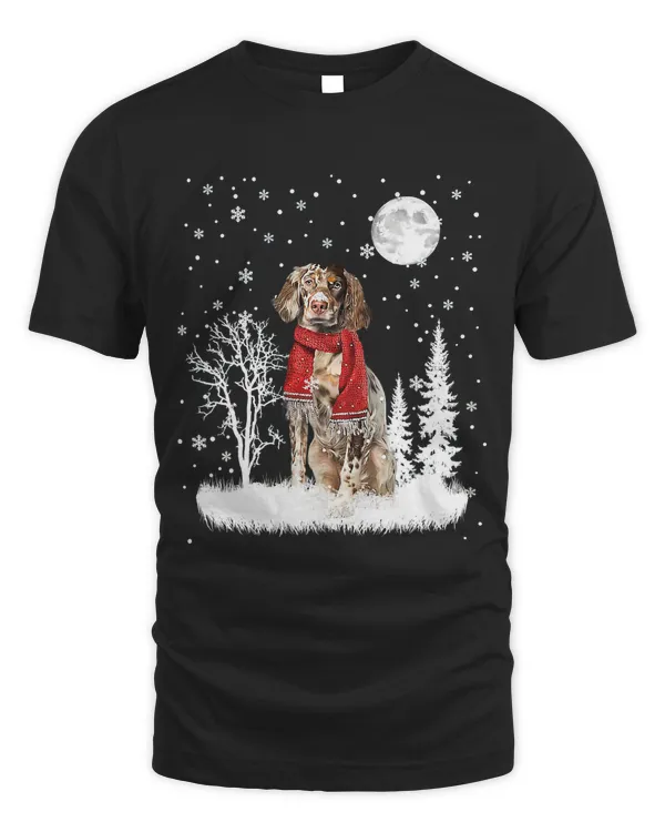 English Setter Under Moonlight Snow Christmas Pajama 301