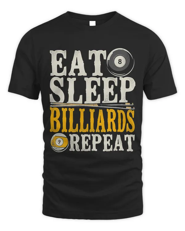 Billiards Pool Player Ball Vintage 8 Ball 9 Ball Eat Sleep 15