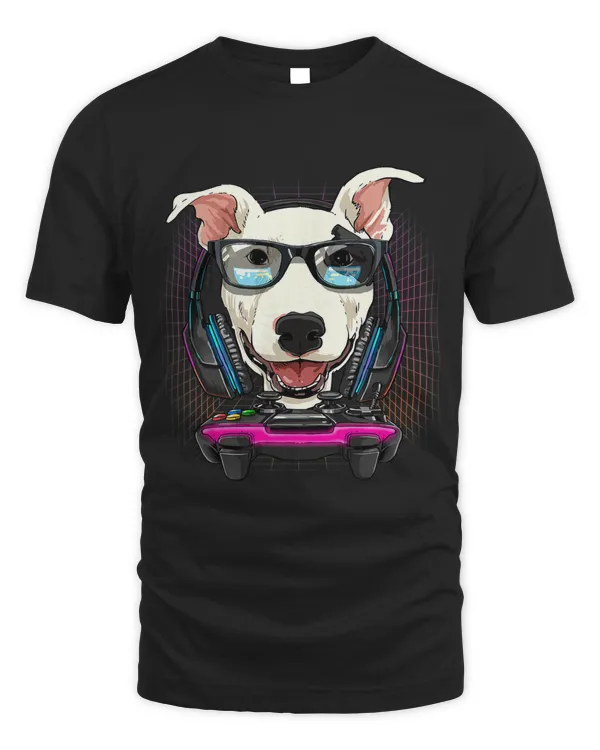 Bull Terrier Dog Gamer Computer Video Game Lover Gaming Dog