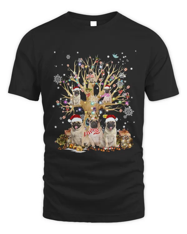 Pug Christmas Tree Lights Xmas Pajama Dog 277
