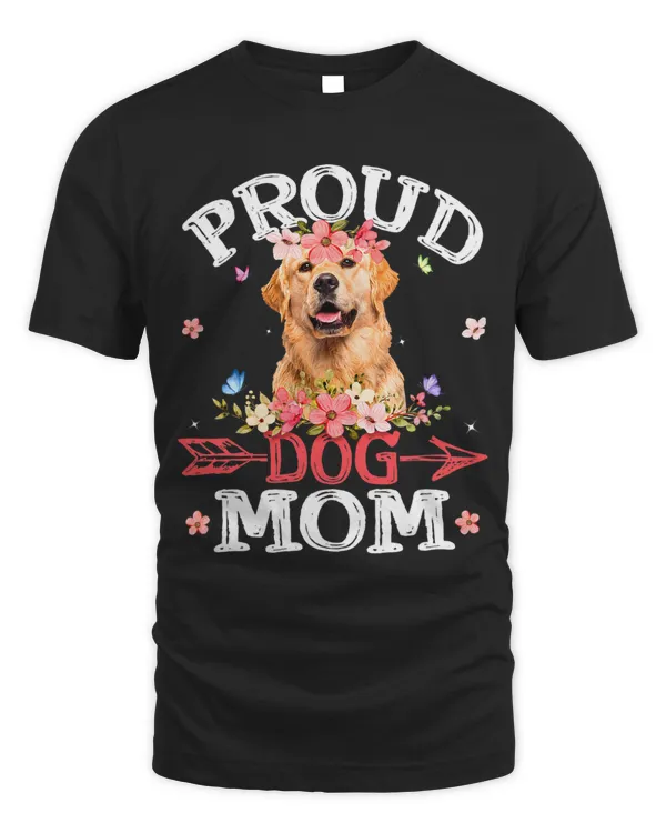 Cute Proud Golden Retriever Dog Mom Flowers Mothers Day