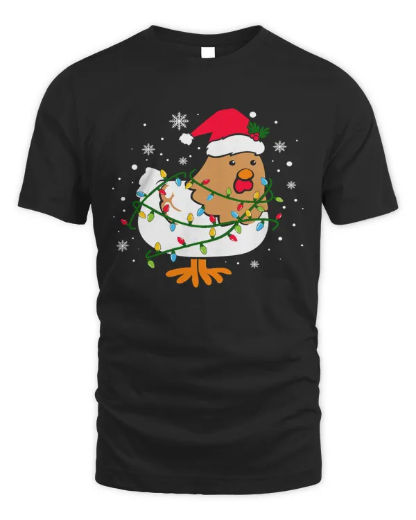 Chicken Cute Chicken Christmas surrounded by Xmas Tree Lights 470