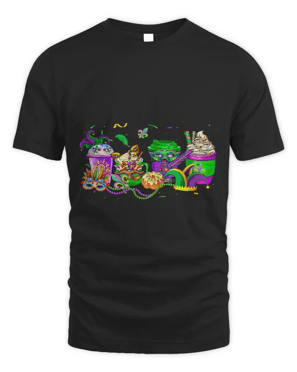 Cups Of Coffee Carnival Mask Beads King Cake Fat Tuesday Men