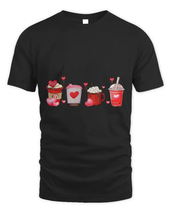 Cups Of Iced Coffee Latte Heart Happy Valentines Day Girls