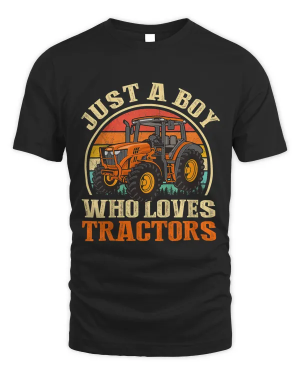 Kids Retro Farm Lifestyle Just A Boy Who Loves Tractors Lover 1