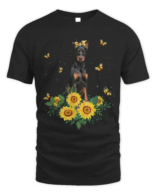 Girls Women Mom Doberman Pinscher Dog Sunflower