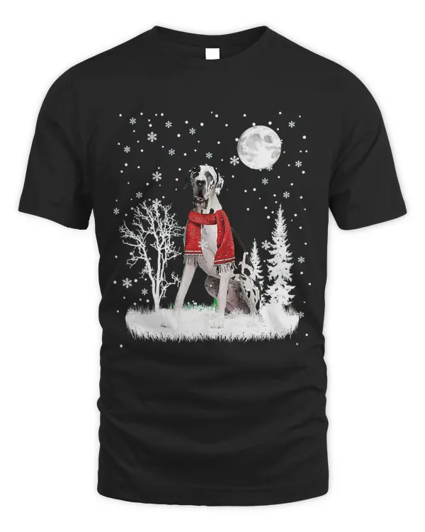 Great Dane Under Moonlight Snow Christmas Pajama 338