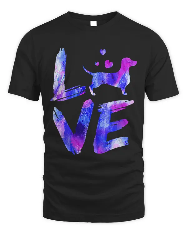 Love Daschund Doxie Weiner Watercolor Blue Dog Mom Dad 212