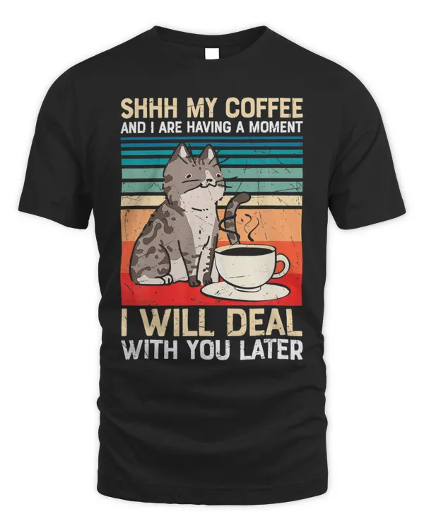 Vintage Funny Coffee Saying Caffeine Addict Kitty Cat Lover 58