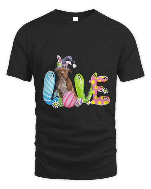 Happy Easter Bunny Pitbull Dog Egg Love Easter Day