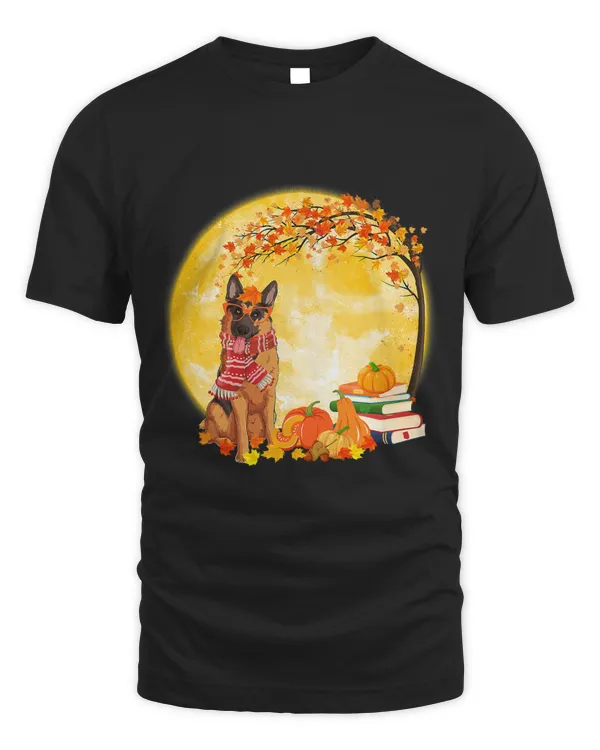 Funny German Shepher Dog Leaf Fall Hello Autumn Thanksgiving555