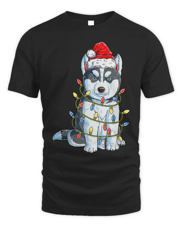 Womens Siberian Husky Santa Christmas Tree Lights Xmas Boys 129