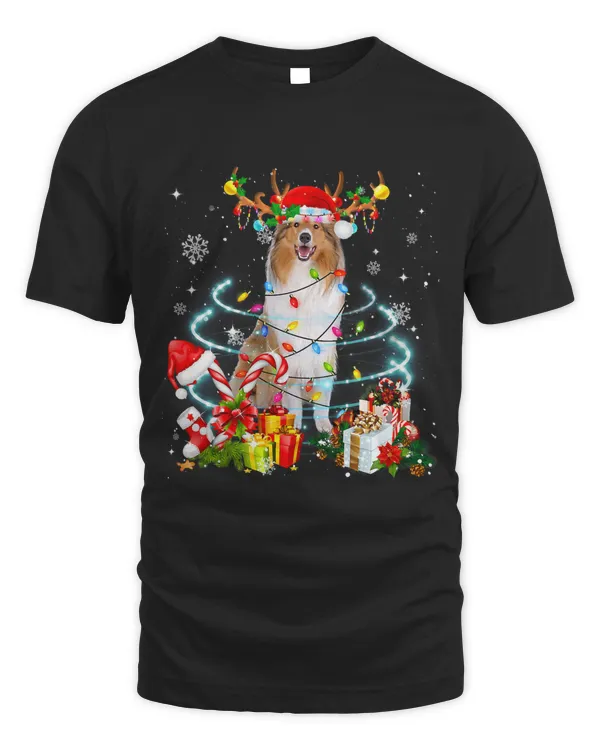Rough Collie Reindeer Christmas Tree Lights Pajama Dog Xmas 190