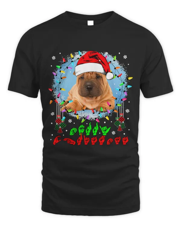 Merry Christmas Hands Sign Language Santa Shar Pei Lover154