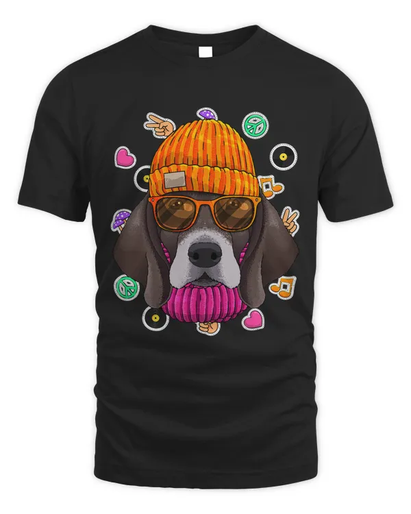 Hipster Pointer Geek Nerd Glasses Dog Love Peace Sign