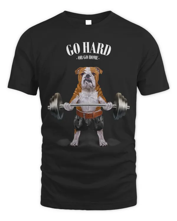 Bulldog Dog Weightlifting in Fitness Gym