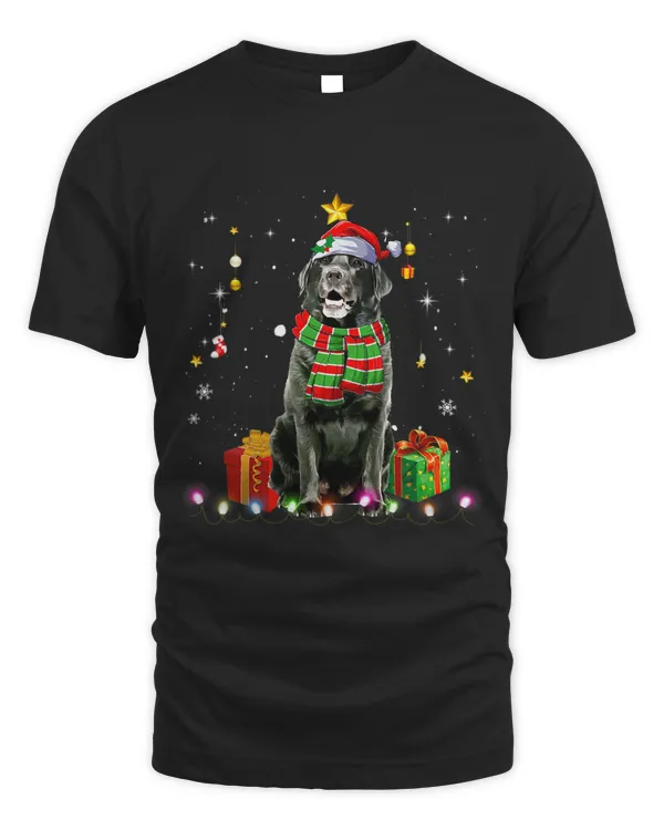 Black Lab Santa Christmas Tree Lights Funny Xmas Pjs Boys 48