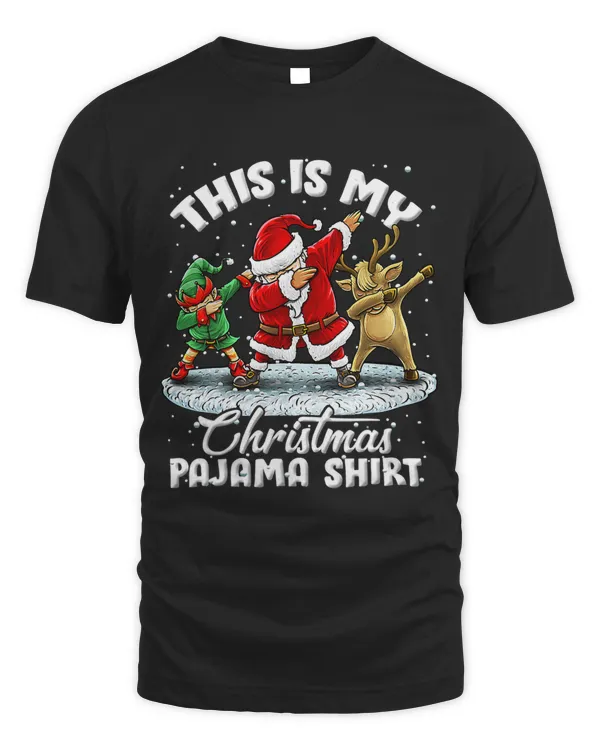 This Is My Christmas Pajama Shirt Dabbing Santa Elf Pajamas 375