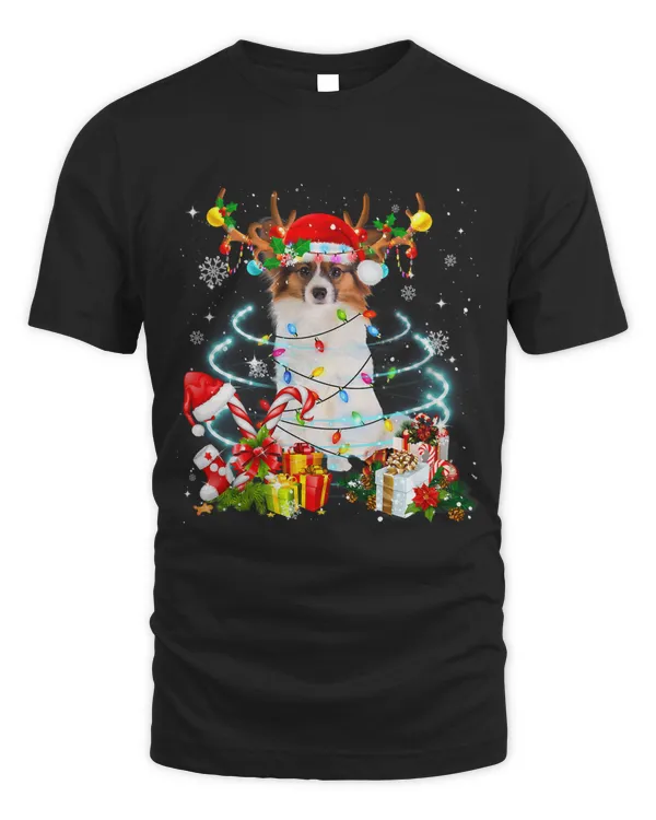 Papillon Reindeer Christmas Tree Lights Pajama Dog Xmas 205