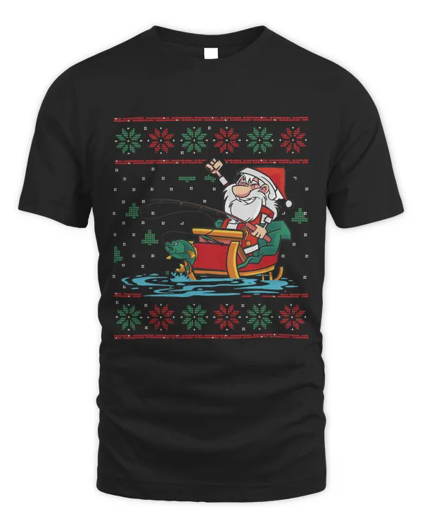 Christmas Ugly Sweater Fishing Santa Claus Xmas Fisherman