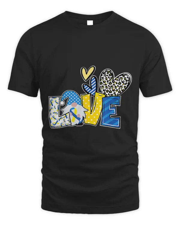 LOVE Gnomes Blue Yellow Ribbon Down Syndrome Awareness