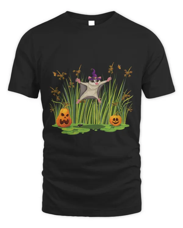 Cottagecore Flying Sugar Glider With Halloween Pumpkins