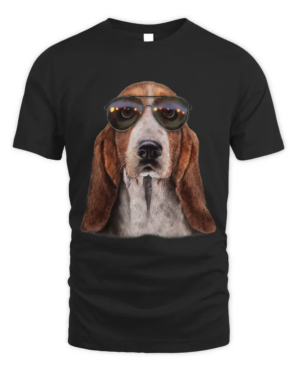 Basset Hound Dog Wearing Swag Aviator Sunglass
