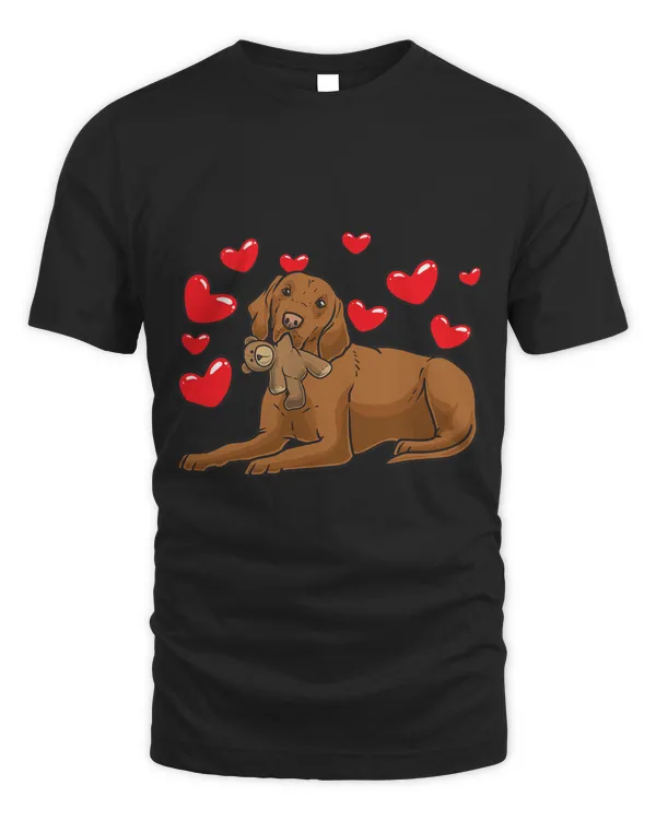Magyar Vizsla Dog With Stuffed Animal And Hearts