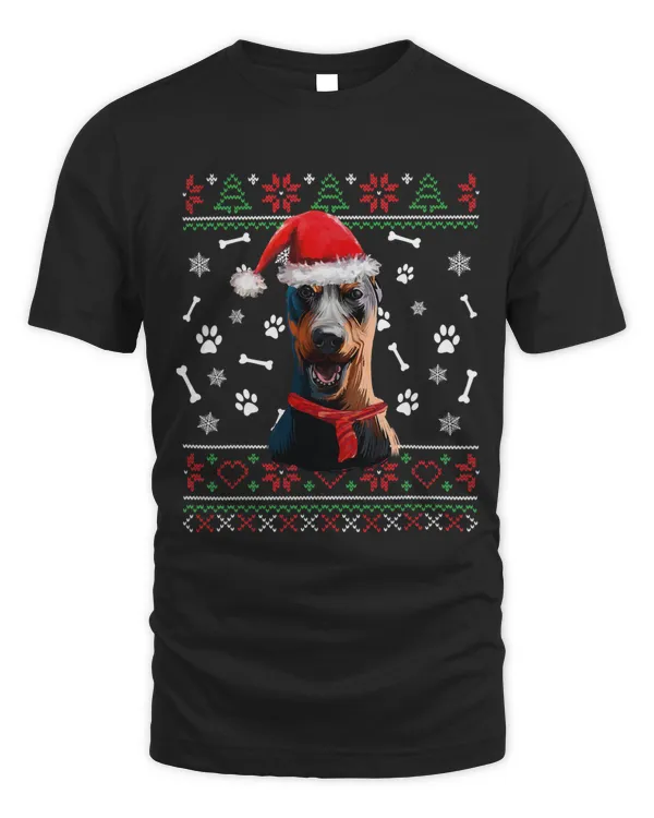 Ugly Sweater Christmas German Pinscher Santa Hat Pajama Xmas