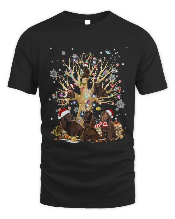 Field Spaniel Christmas Tree Lights Xmas Pajama Dog 298