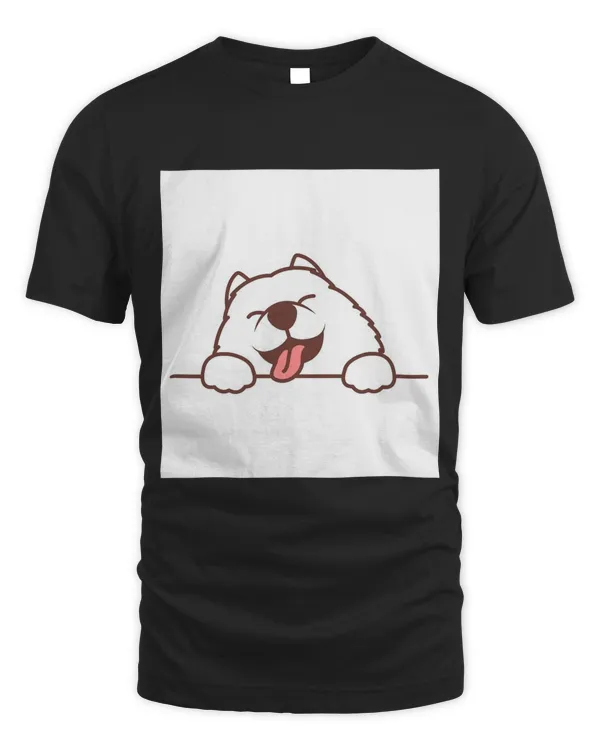 Cute Baby Happy White Samoyed Puppy Dog