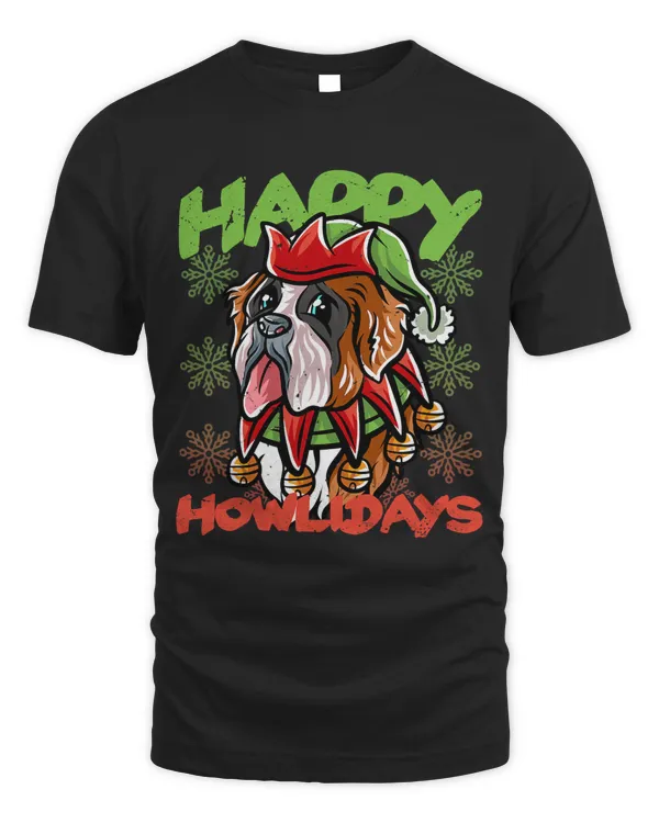 Happy Howlidays Saint Bernard Elf Dog Merry Christmas Dogs 56