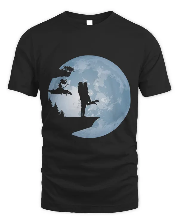 Couple Family in front of Full Moon Silhouette Moon watching