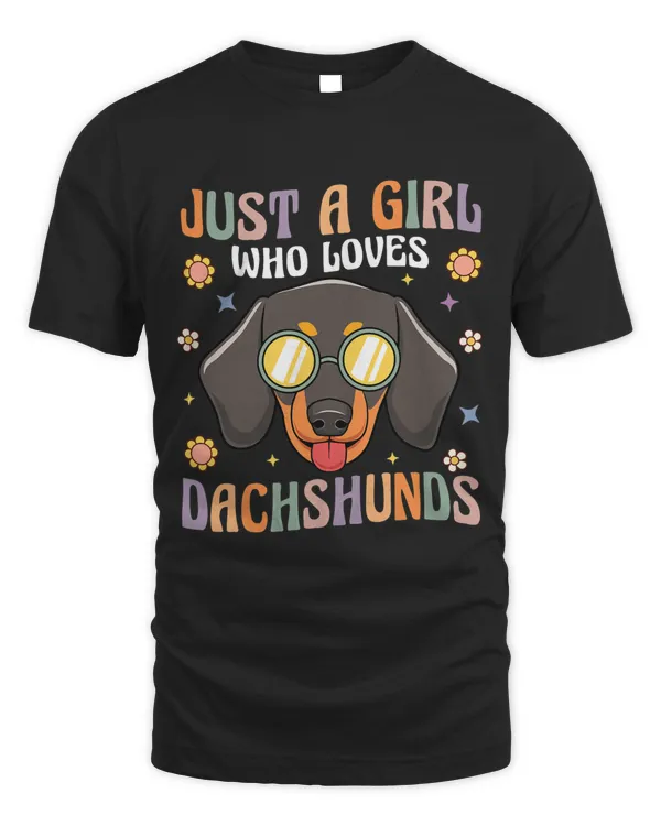 Retro Groovy Just A Girl Who Loves Dachshunds Dog Lover