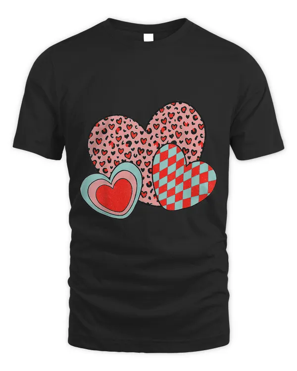Retro Groovy Valentines Day Hearts Pink Leopard Women