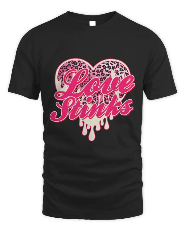 Leopard Pink Heart Love Stink Funny Anti Valentines Day
